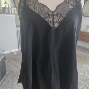 Zadig & Voltaire Black Lace-Trim Satin Cami